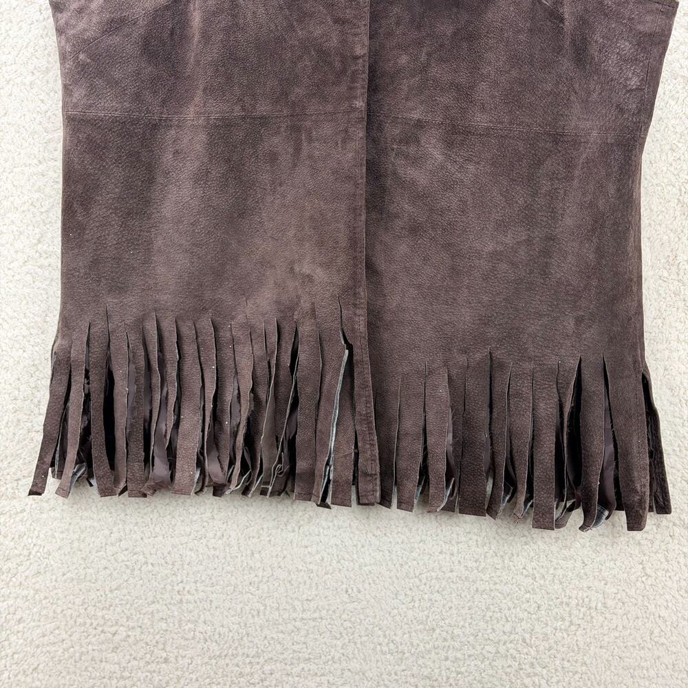 Terry Lewis Leather Vest Brown Women 1X Lined Button Western Bohemia Cowgirl - Picture 7 of 12